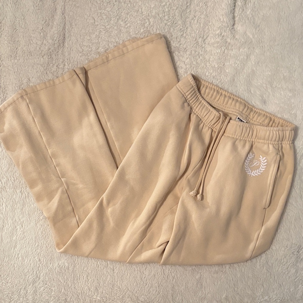 Cream Victoria Secret/Pink Flared Sweat Pants